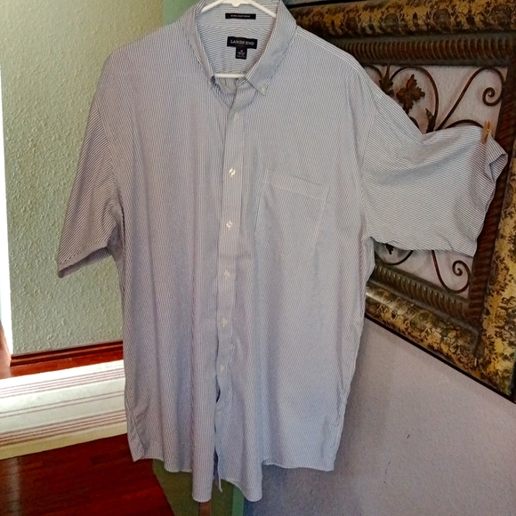Lands' End | Shirts | Euc Mens Lands End Blue Pinstripe Short Sleeve ...